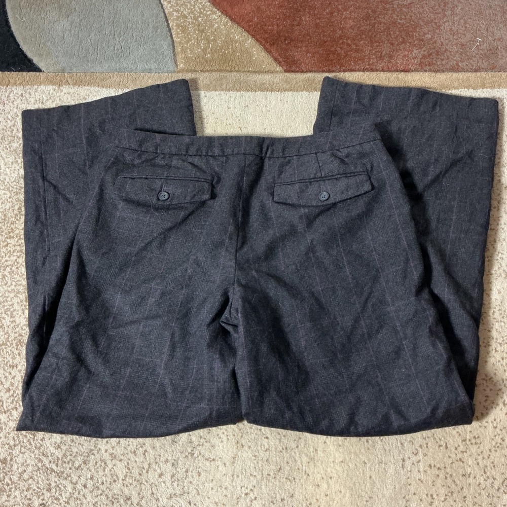 Banana Republic Martin Plaid Wool Trousers Women 6 Gray Purple Wide Leg Pants - Picture 8 of 8